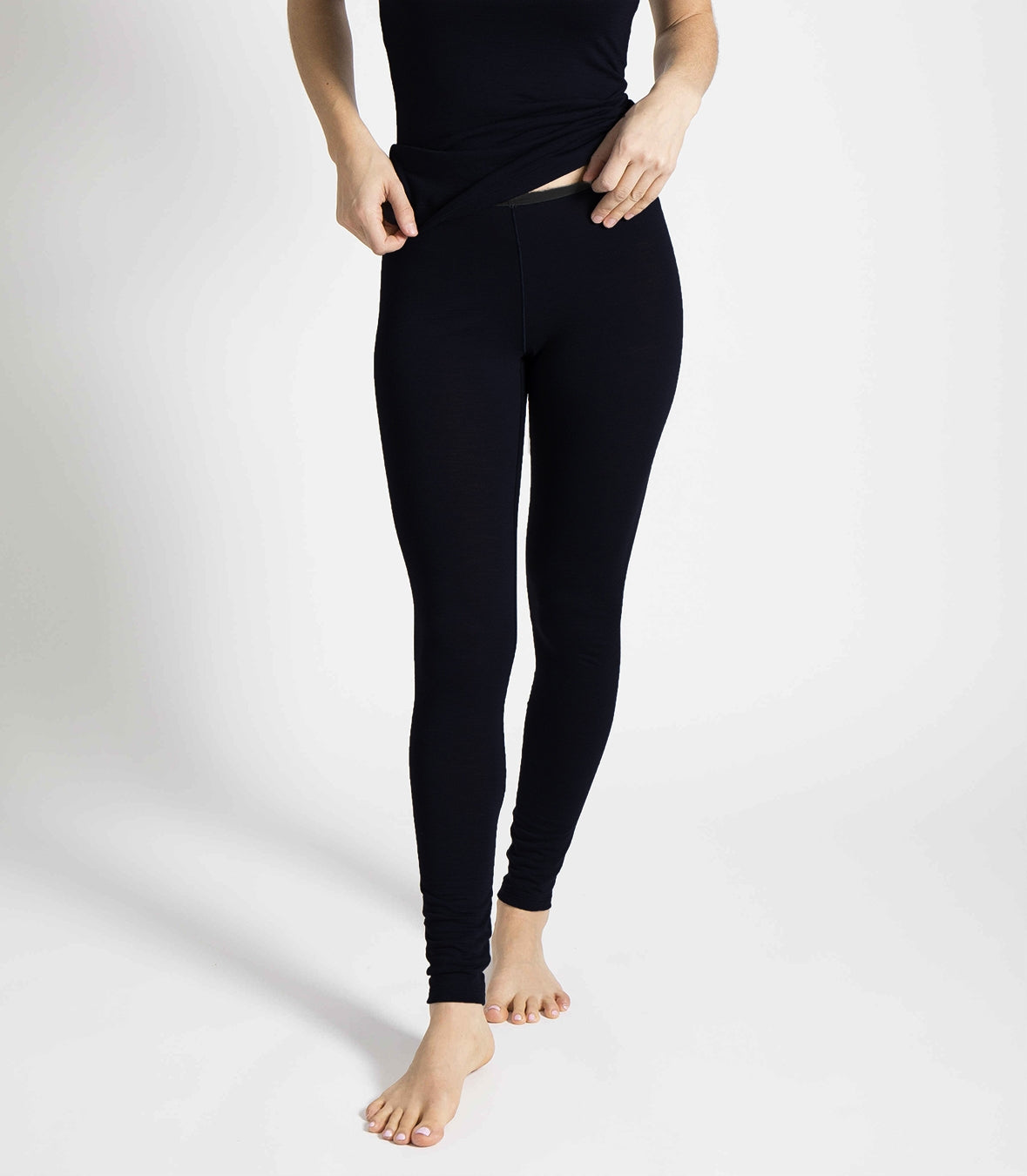 Women's Flat Knit Fleece Lined Tights - A New Day™ Black L/XL