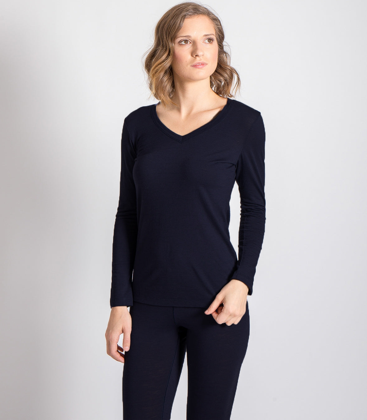 Wool V-Neck Long Sleeve Made in USA | RAMBLERS WAY