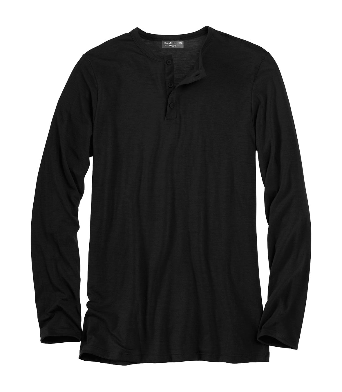 Wool Henley - Black Made in USA | RAMBLERS WAY