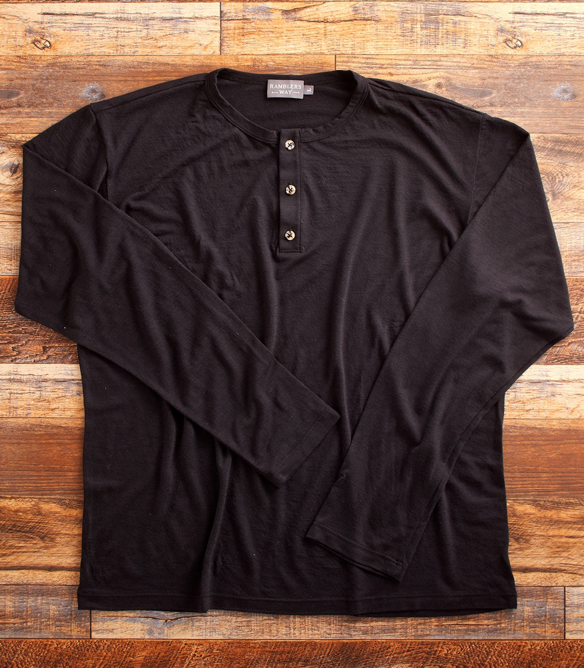 Wool Henley - Black Made in USA | RAMBLERS WAY