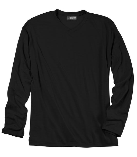 Wool Cross Neck LS - Black Made in USA | RAMBLERS WAY