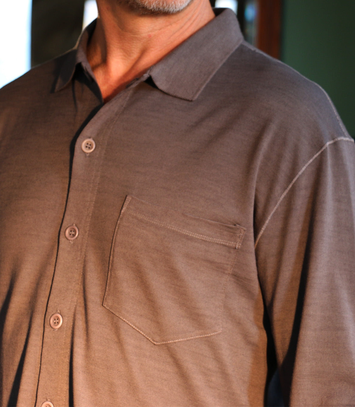 Wool Long Sleeve Button Down Polo Made in USA | RAMBLERS WAY