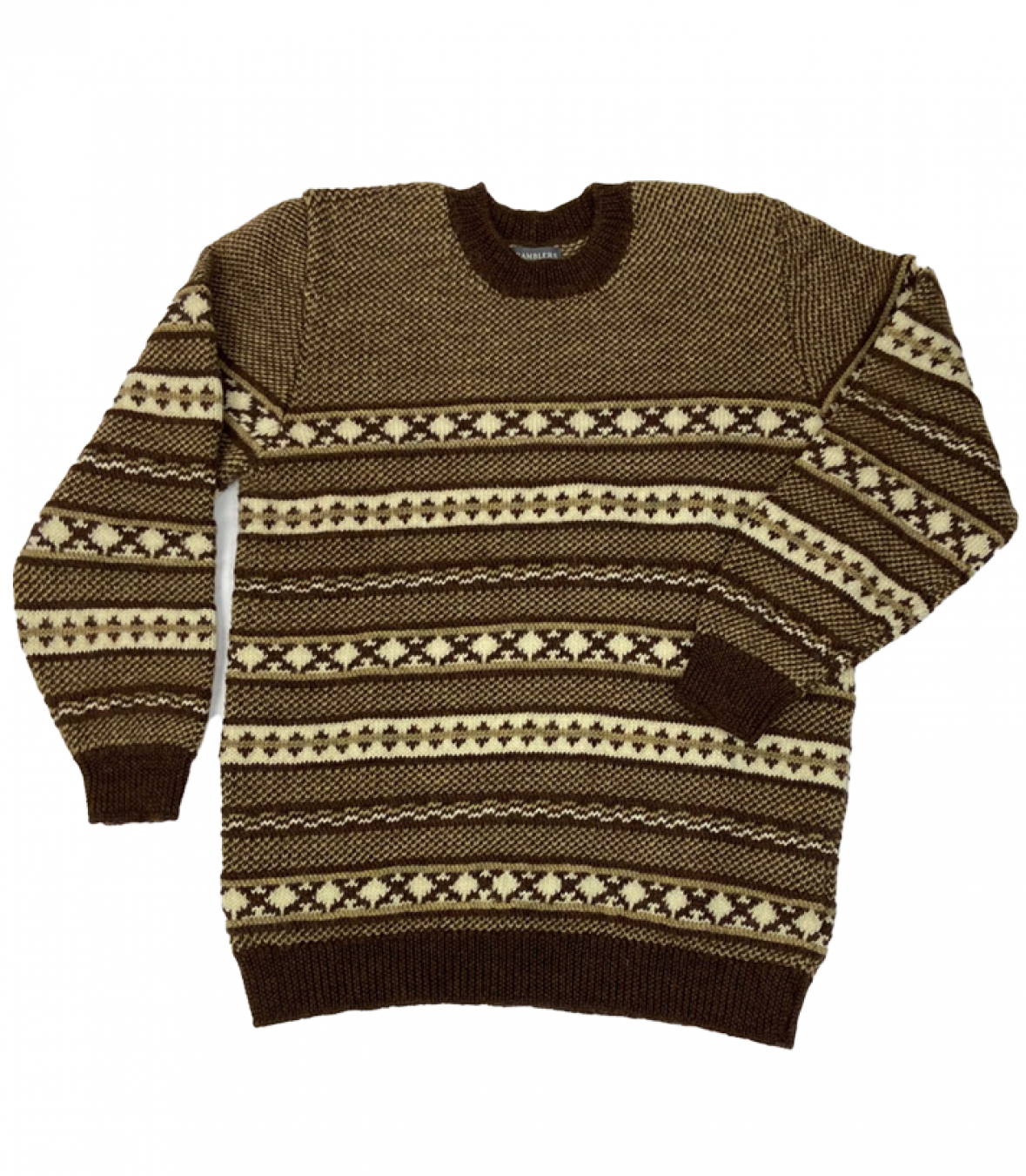 Jacquard Crew Neck Wool Sweater Made in USA | RAMBLERS WAY