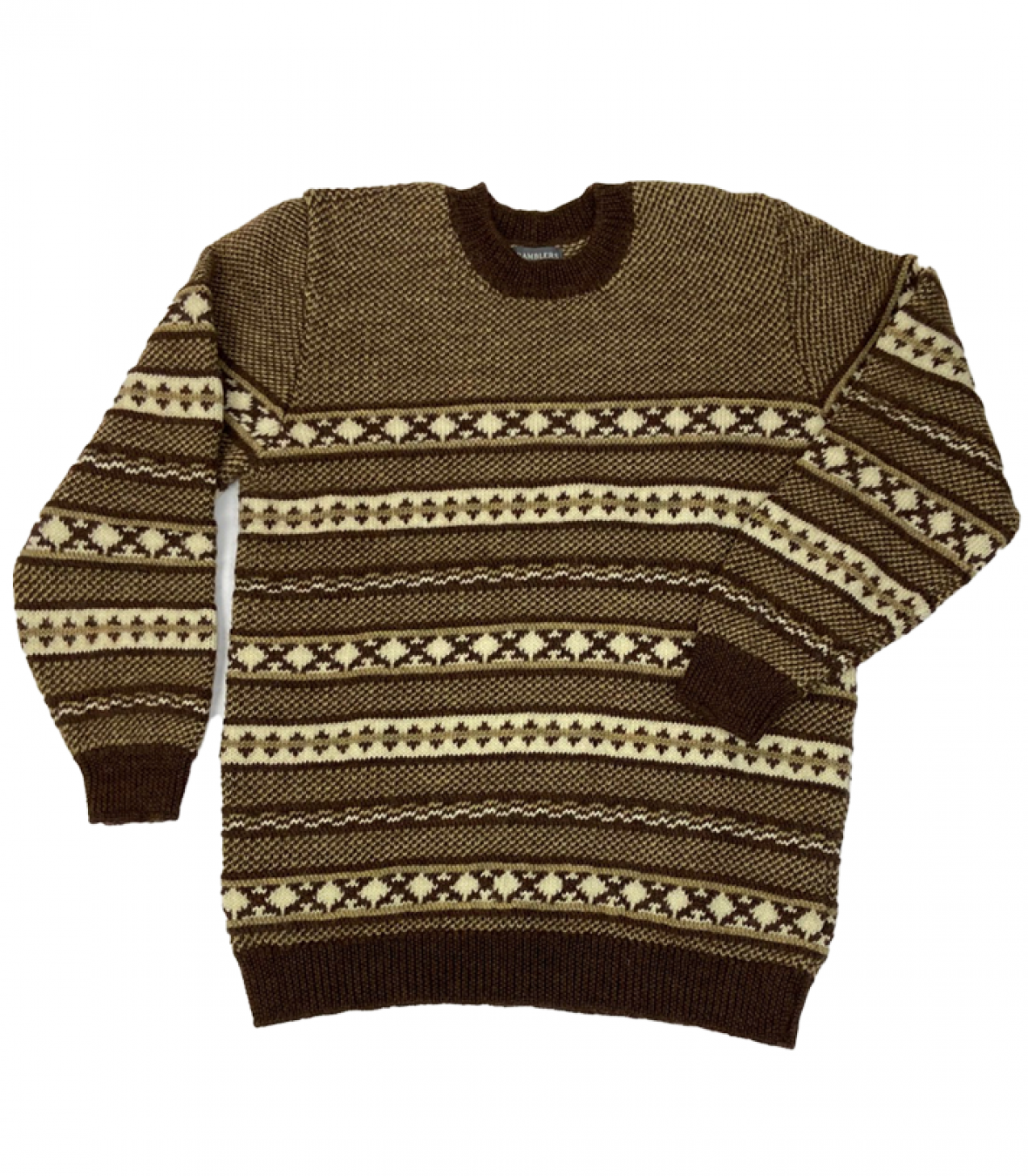 Ramblers Way Men's Jacquard Crew Neck Wool Sweater