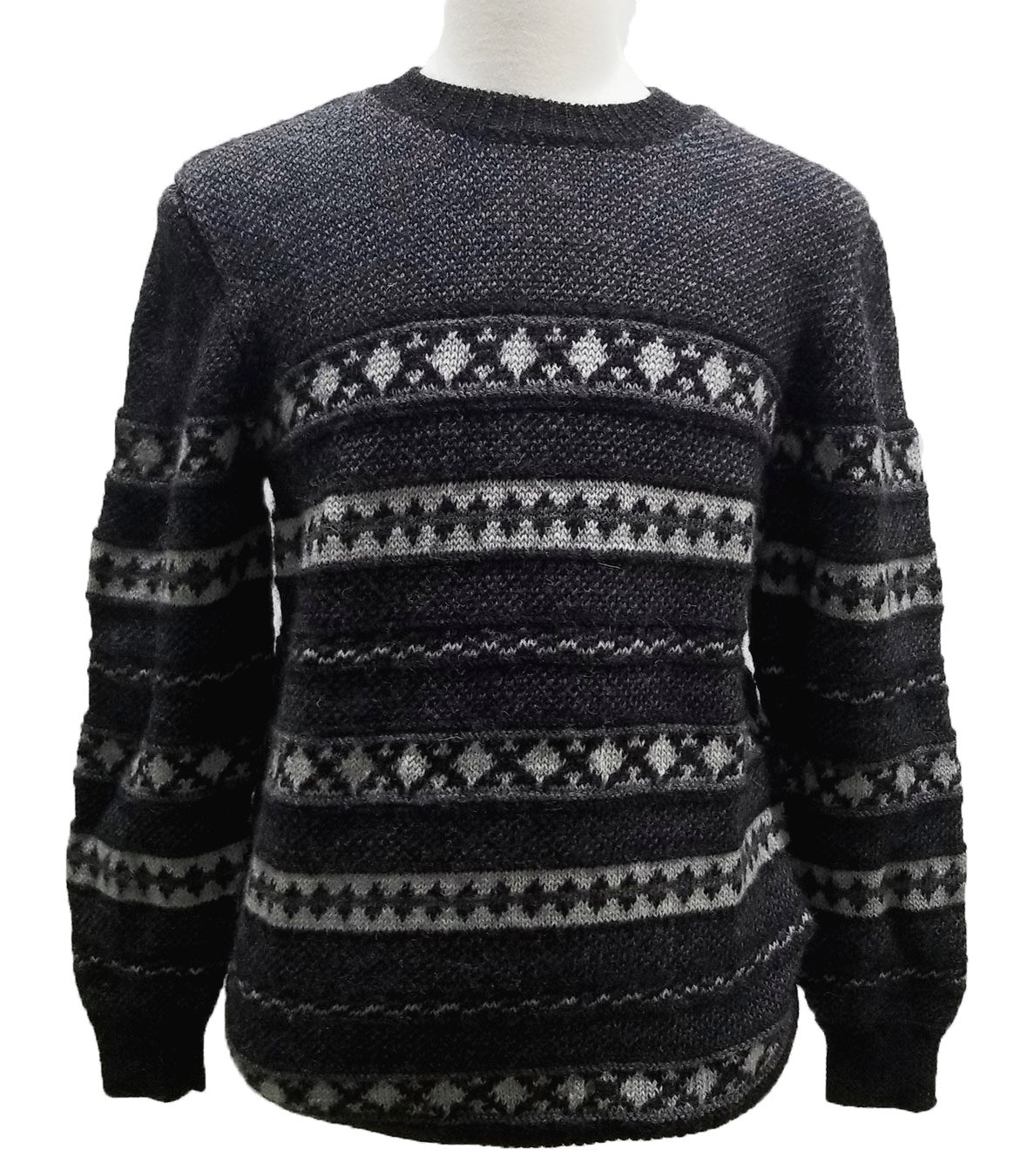 Jacquard Crew Neck Wool Sweater Made in USA | RAMBLERS WAY