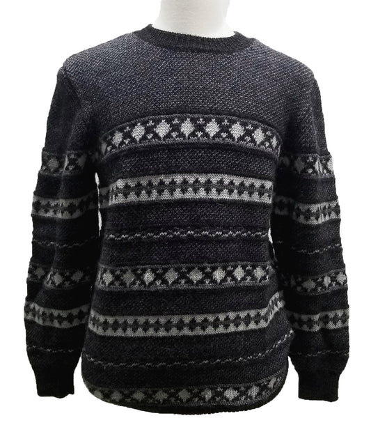 Jacquard Crew Neck Wool Sweater Made in USA | RAMBLERS WAY