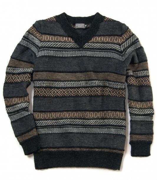 Jacquard V-Neck Sweater Made in USA | RAMBLERS WAY