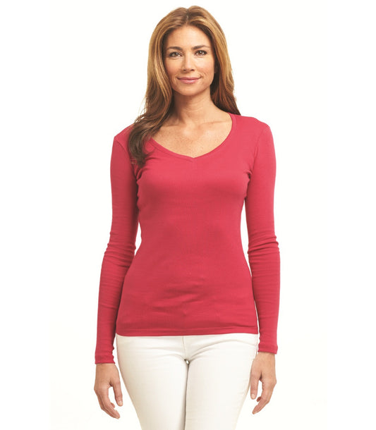 Cotton V-Neck - Long Sleeve Made in USA | RAMBLERS WAY