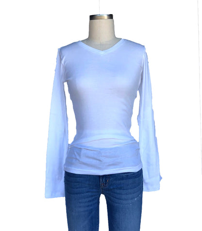 Cotton Cross Neck LS - Rib Knit Made in USA | RAMBLERS WAY