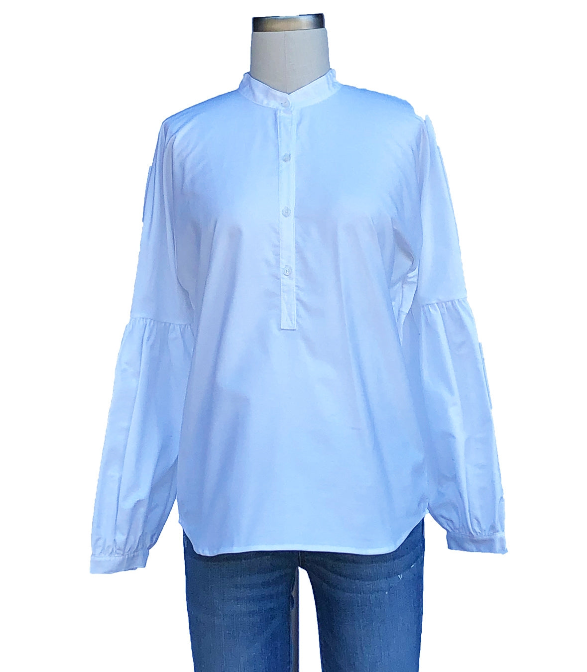 Balloon Sleeve Cotton Shirt