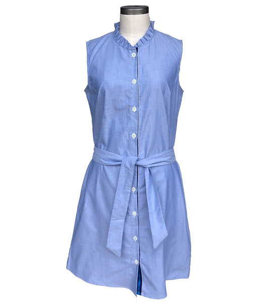 Cotton Ruffle Collar Shirt Dress Made in USA | RAMBLERS WAY